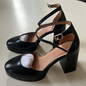 Madewell Mable Ankle-Strap Leather Platform Heels